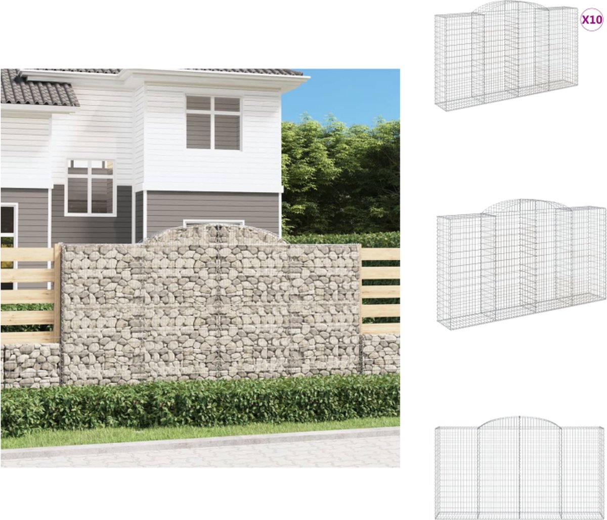 VidaXL Schanskorf 10 stuks 300 x 50 x 160 180 cm Gegalvaniseerd ijzer Decoratieve tuinbarrières Bloempot