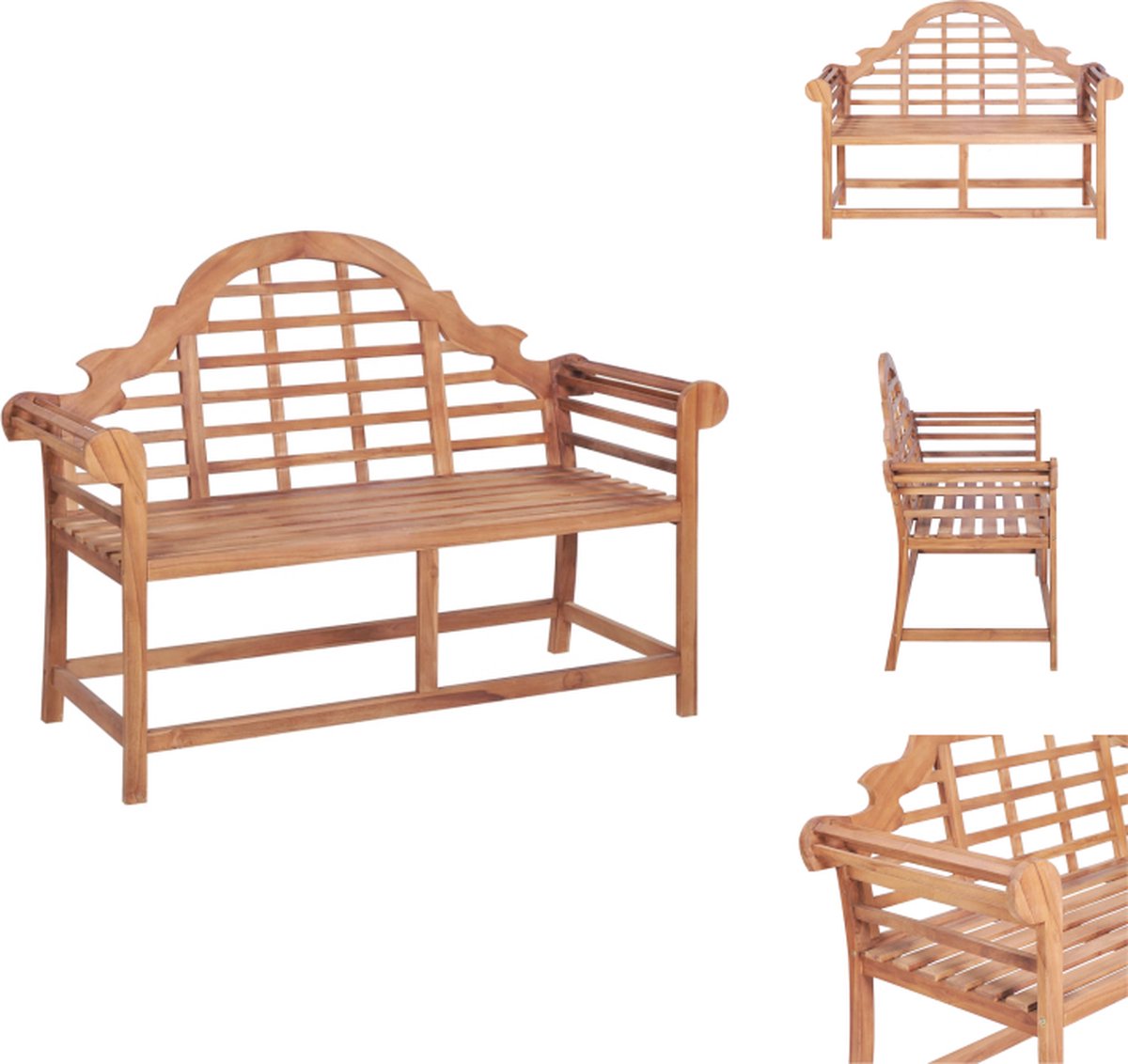 vidaXL Marlboro Bank - Tuinmeubel - 127 x 58.5 x 92.5 cm - Teakhout - Tuinbank
