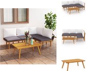 vidaXL Tuinset Acaciahout - Lounge - Dark Grey/White - 4-zits - Tuinset