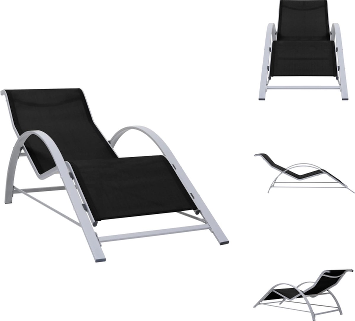 VidaXL Loungebed strandstoelen Afmetingen 167x60x66 cm Kleur zwart Ligbed