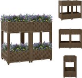 vidaXL Verhoogde plantenbak 2 schappen - 80 x 40 x 71 cm - bruin - Bloempot