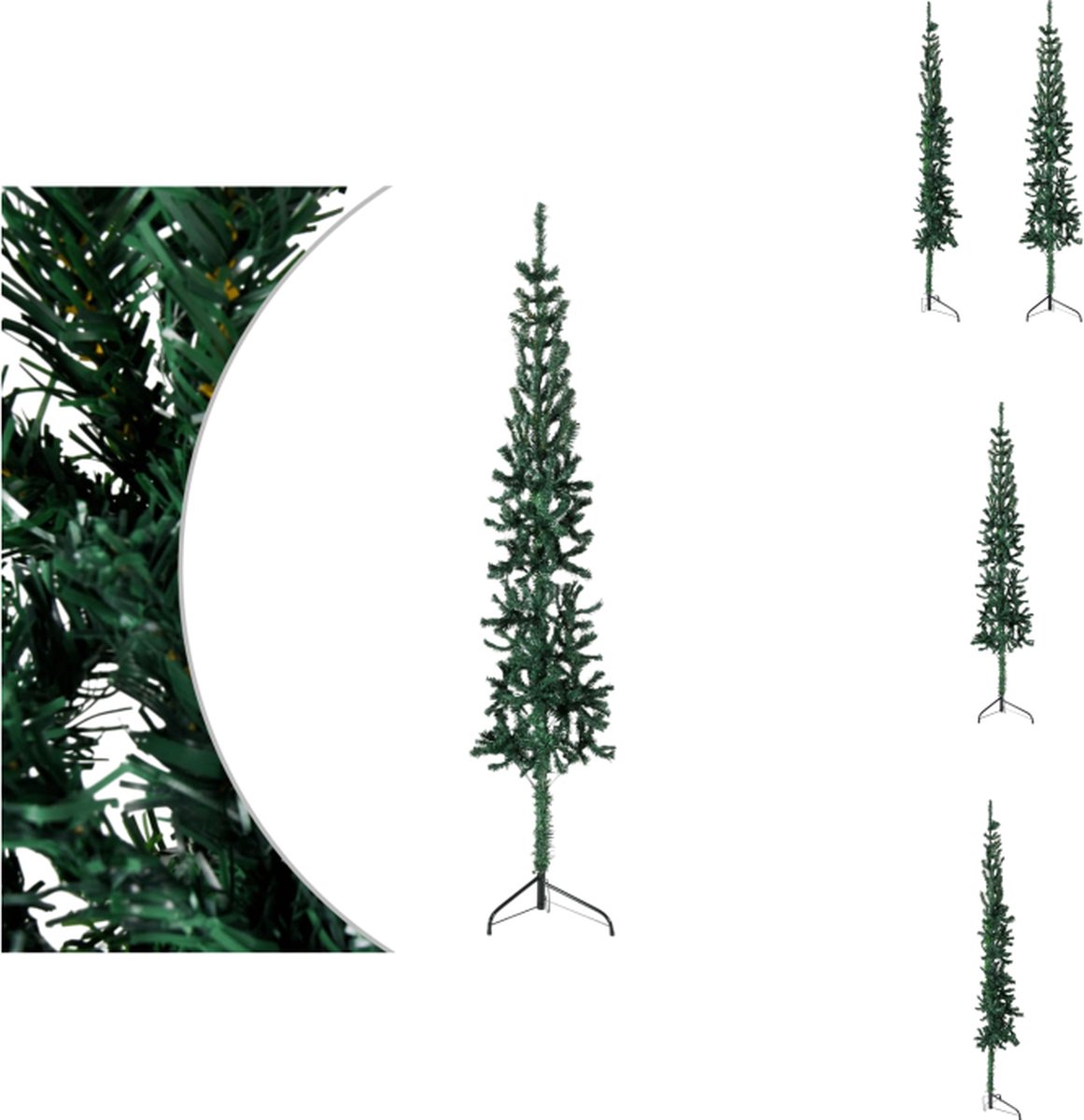 vidaXL Kunstkerstboom - Halve boom - 150 cm - PVC - Met 176 uiteinden - Decoratieve kerstboom