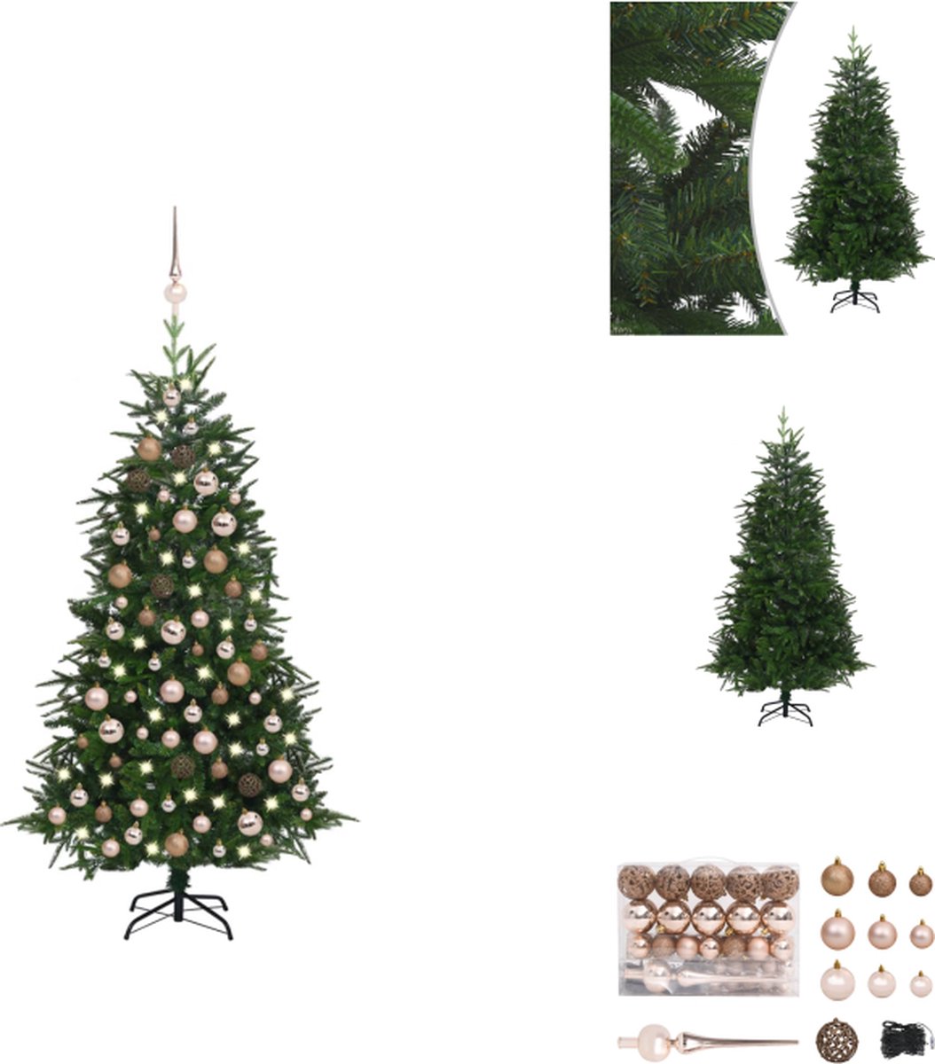 vidaXL Kerstboom Noble Pine - 180 cm - LED-verlichting - Inclusief standaard - Groen - Decoratieve kerstboom