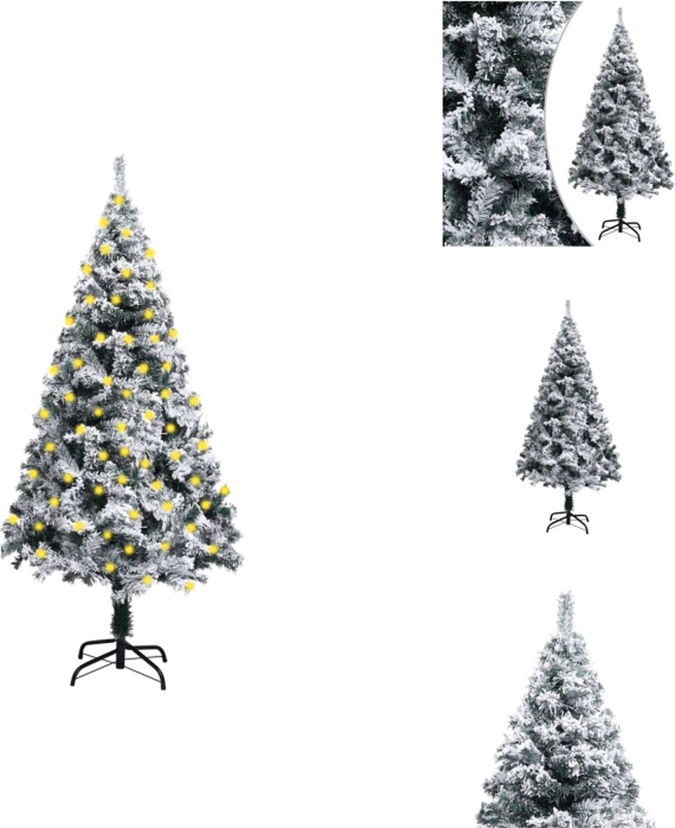 vidaXL Kunstkerstboom - Sneeuwvlokken - PVC - 150 cm - LED-verlichting - USB-aansluiting - Decoratieve kerstboom