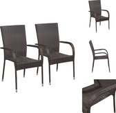 vidaXL Chaises de jardin empilables en Poly - 55,5 x 53,5 x 95 cm - Marron - Chaise de jardin