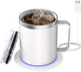 Livano Cup Warmer - Mok Warmer - Mug Warmer - Koffie Warmer - Verwarmde Onderzetter - Koffie Warmhouder - Koffiekop Verwarmer - Kop Warmer - USB - Kopjes - Melk - Wit