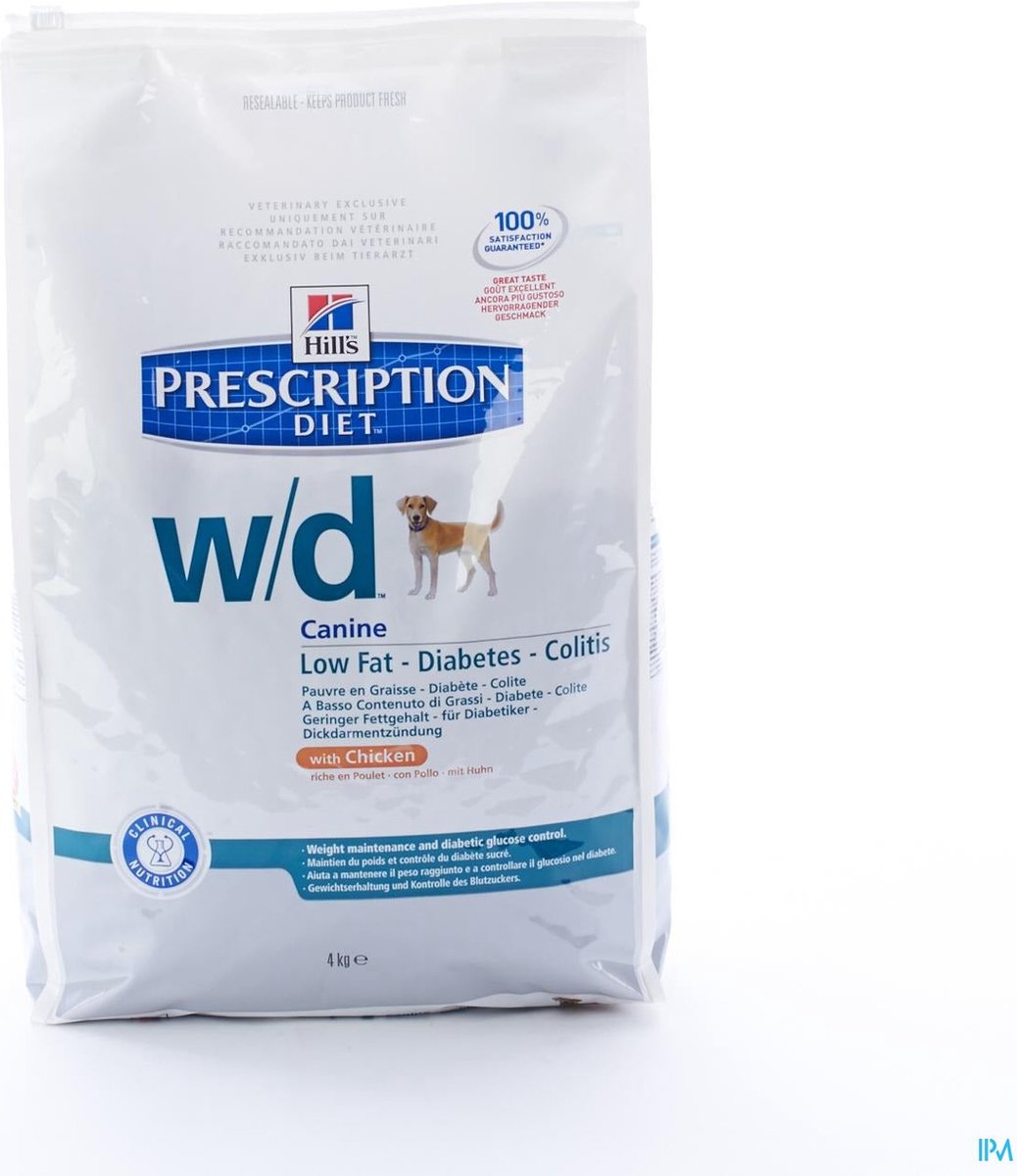 4kg W/D Low Fat Diabetes Kip Hill's Prescription Diet Canine Hondenvoer