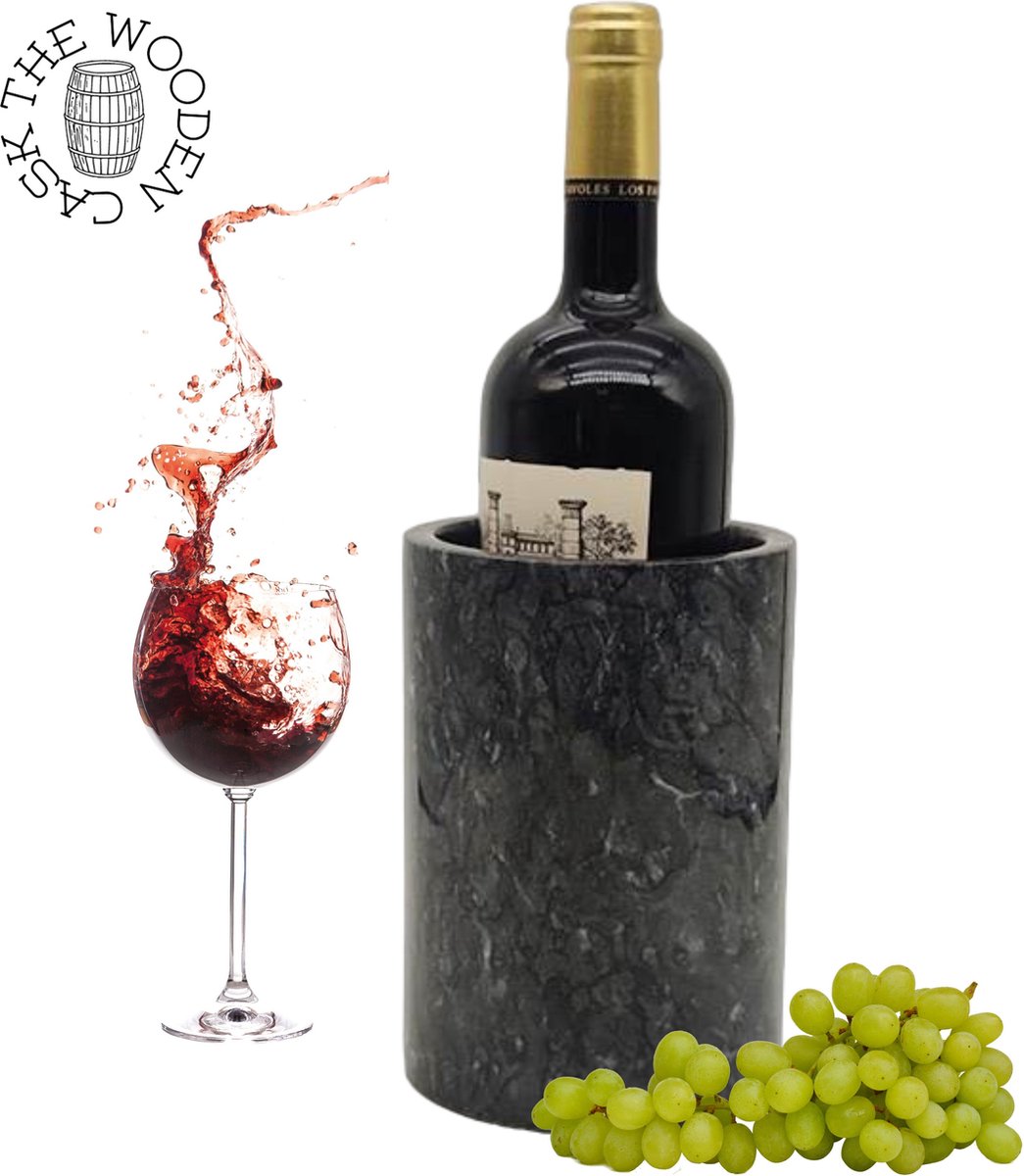Luxe Marmeren Wijnkoeler van Antraciet/ Donker Grijs - ⌀ 13 CM - Zacht Anti-Slip Vilt - Luxueuze Koeling voor Uw Wijncollectie - Wijnkoelers - Multifunctioneel