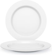 Set d'assiettes Juypal - 6x - blanc - plastique - D22 cm - réutilisable - sans BPA
