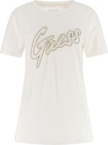 Guess SS Lace Logo Dames T-Shirt - Wit - Maat L