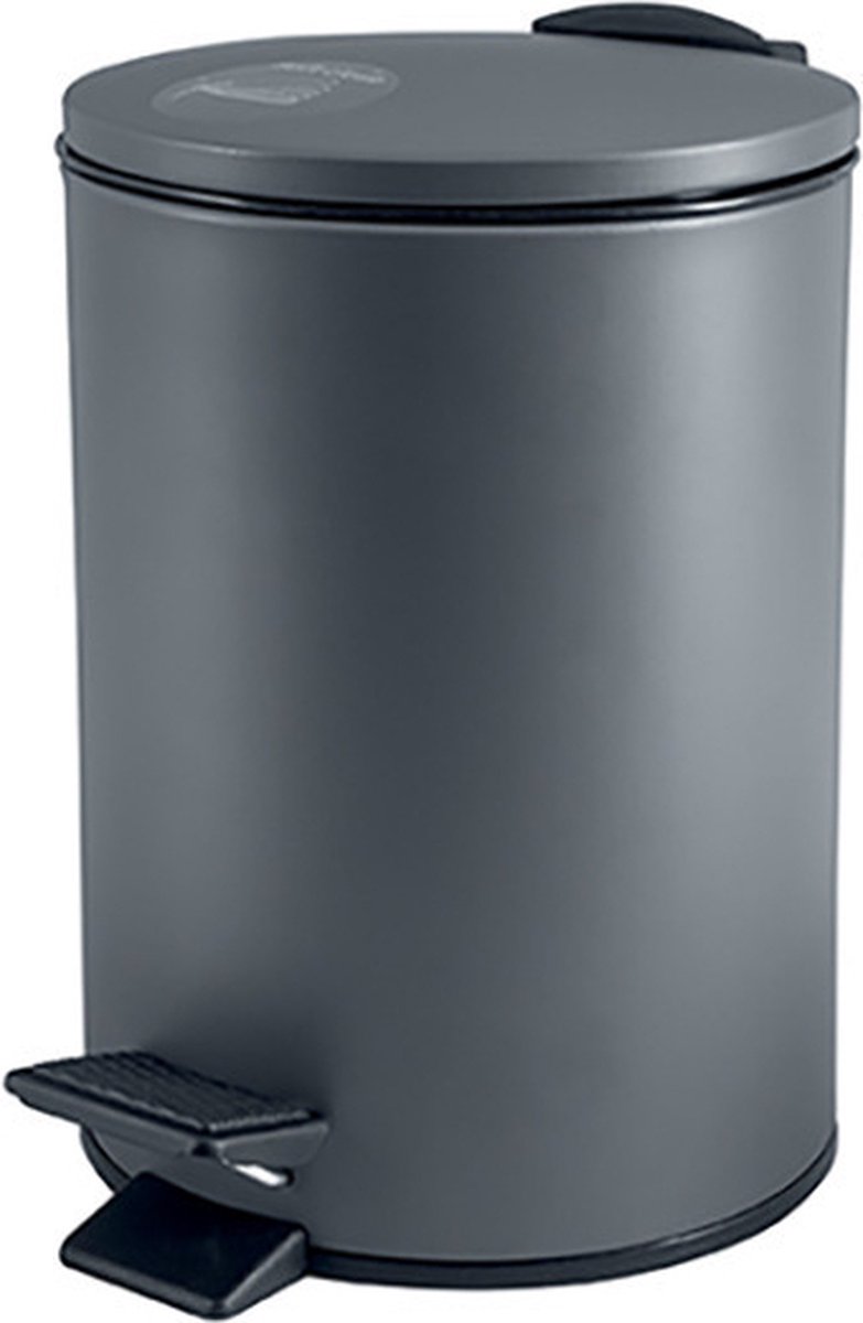 Goedkoopste Spirella Pedaalemmer Cannes - donkergrijs - 3 liter - metaal - L17 x H25 cm - soft-close - toilet/badkamer