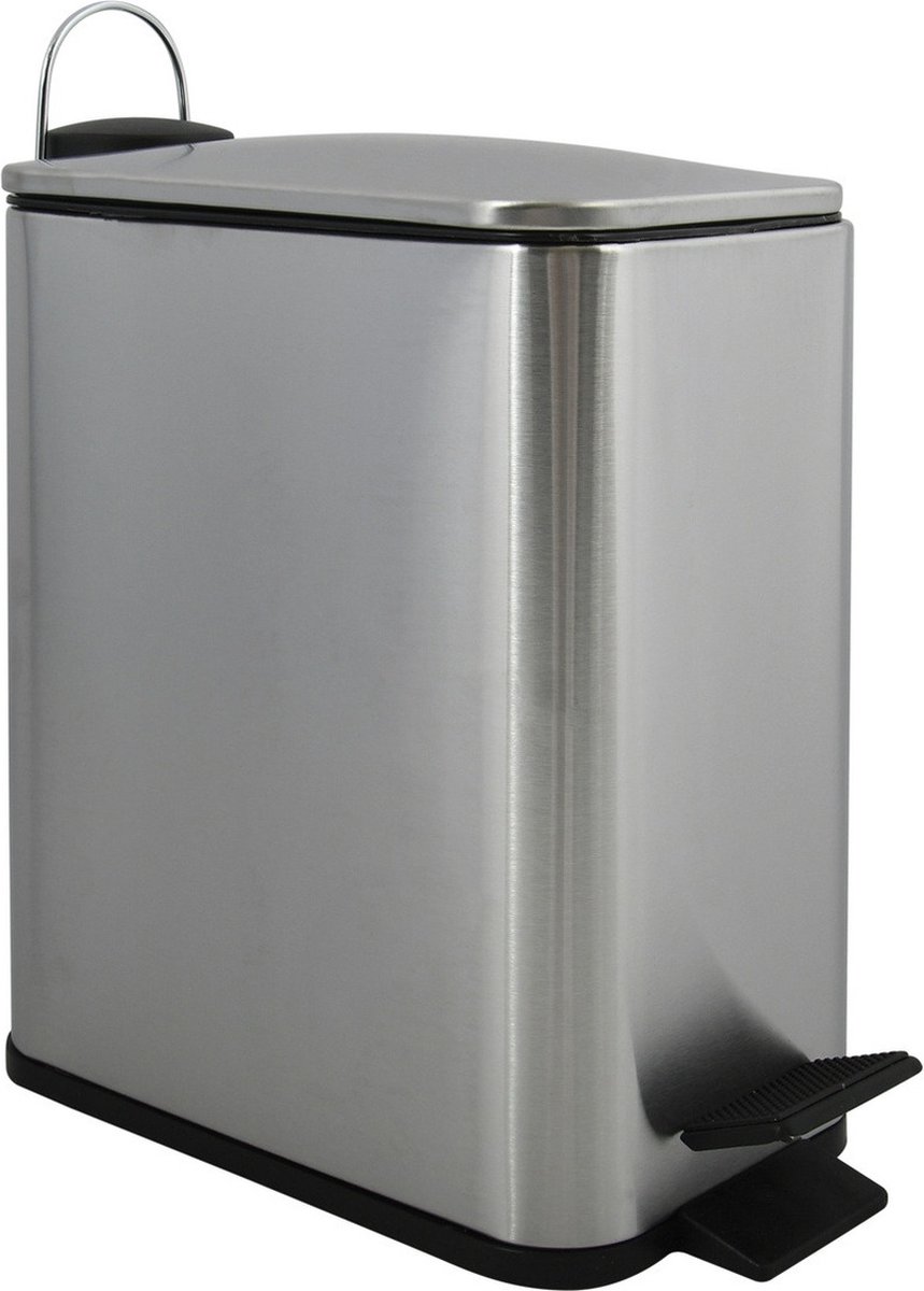 Goedkoopste Spirella Pedaalemmer Paris - zilver - 5 liter - metaal - L28 x B14 x H29 cm - soft-close - toilet/badkamer
