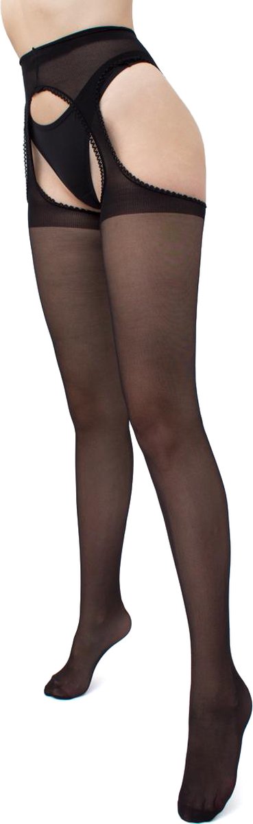 GIULIA Panty - Love Chic 20 - Open Kruis Panty - Strippanty - Erotiek - Naad - 20 Den - Medium - Zwart - Zwarte Naad