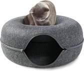 Kattentunnel en kattenmand in-1 – Kattenspeelgoed speeltunnel kattenhuis – Kattenhol rond kattenspeeltjes - Cat cave donut - Antraciet