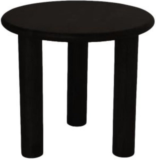DRW Ronde bijzettafel van hout en metaal in goud en wit