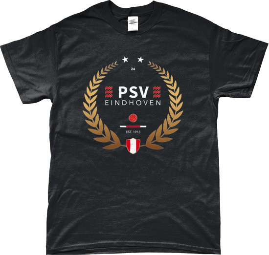 PSV Shirt - Gouden Krans - T-Shirt - Eindhoven - 040 - Voetbal - Artikelen - Zwart - Unisex - Regular Fit - Maat XL