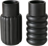 Boltze - Set/2 - Vases - Vases à fleurs - Céramique - Zwart - 14x7 cm
