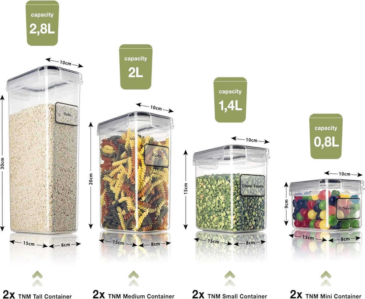 Boîte De Conservation Hermétique 2,8L - Bocal Céréales Farine Avec Couvercle Doseur, Transparent