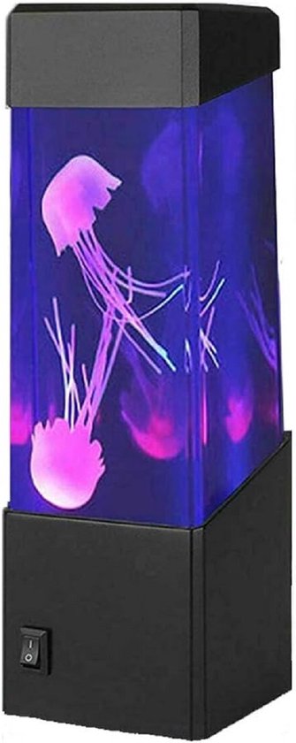 Kwallen Lamp - Lavalamp - Jellyfish Lamp - Sfeerverlichting - Nachtlampje - Bedlampje - 16 Kleuren - 2 Kwallen - 23cm - Zwart