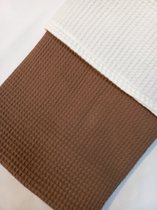 Oogappel Dubbele Wafelstof Wiegdeken 75x100 cm Cacao-Bruin-Ecru