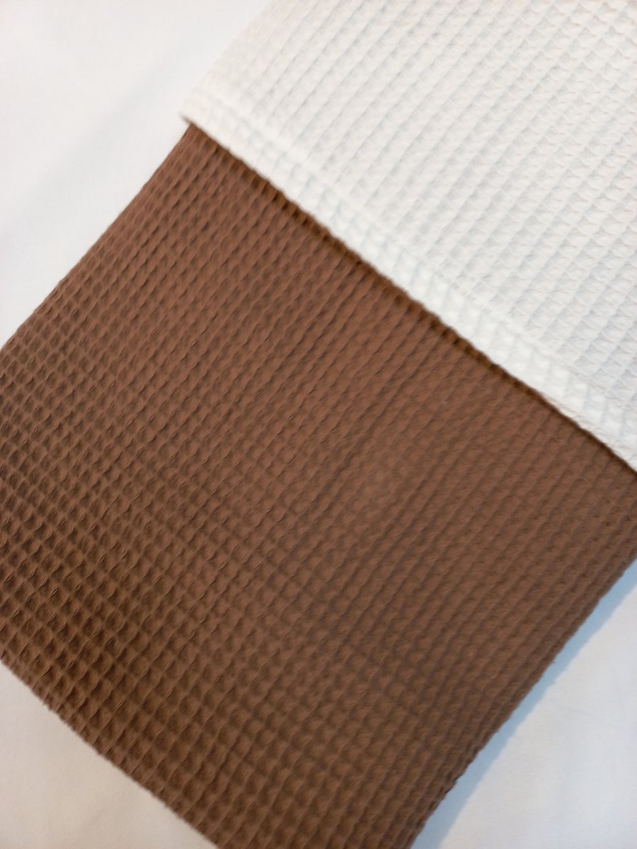 Oogappel Dubbele Wafelstof Wiegdeken 75x100 cm Cacao-Bruin-Offwhite