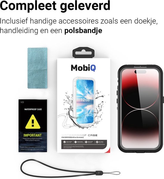 geschikt voor iPhone 15 Pro Hoesje Waterdicht Veilig Onderwater tot 2 meter bol