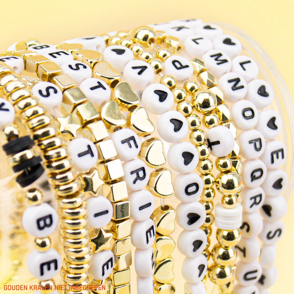 Letterkralen voor Sieraden maken - Alfabet kralen voor ketting/armband/telefoonkoord etc. - Acryl – Wit met zwarte letter - 7 mm - 1400 stuks gesorteerd — afbeelding 9