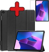 Hoes Geschikt voor Lenovo Tab M10 (3rd gen) Hoes Book Case Hoesje Trifold Cover Met Screenprotector - Hoesje Geschikt voor Lenovo Tab M10 (3e gen) Hoesje Bookcase - Zwart