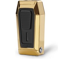 Colibri Quantum Gas Aansteker Windproof - Triple Jet Flame - V-Cut Sigarenknipper - Navulbaar - Goud