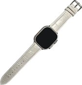 MNCdigi - Echt leren band - Wit - Voor 42mm - 44mm - 45mm - 49mm iWatch - Lederen smartwatchband van echt leer - Voor Apple Watch Ultra 9 8 7 6 5 4 3 2 1 SE grote modellen