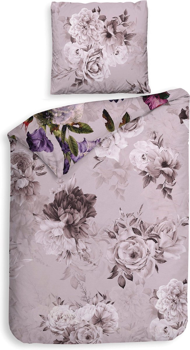 Heckettlane Dekbedovertrek Samia - Bedlinnen met Bloemen print - 140x220 - Roze - Dekbedhoes van 100% Katoen-Satijn van Heckettlane — afbeelding 3