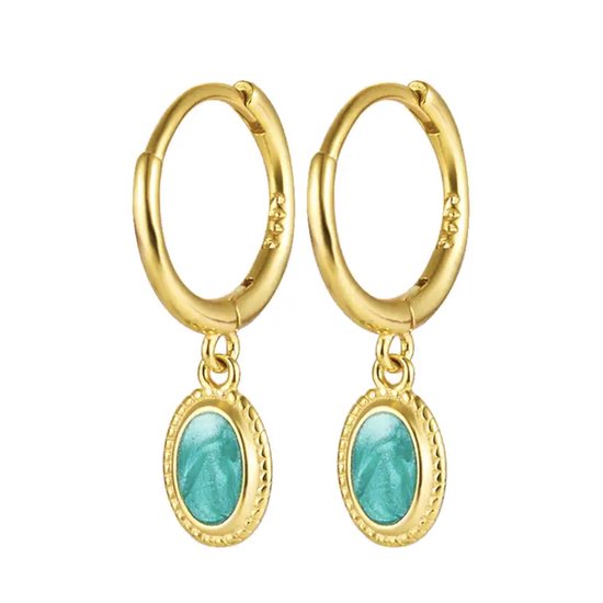 oorbellen dames - goudkleurige oorbellen - groene hanger - oorringen - cadeau voor vrouw - Liefs Jade