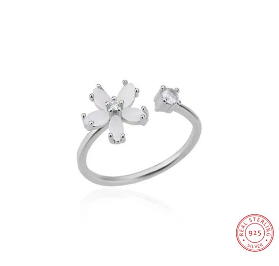 Soraro Bloem Ring | 925 Silver | Zilver | Verstelbare Ring | Vrouwen Ringen | Dames Sieraden | Vrouwen Sieraden | Meest Verkochte Sieraden | Cadeau Voor Haar