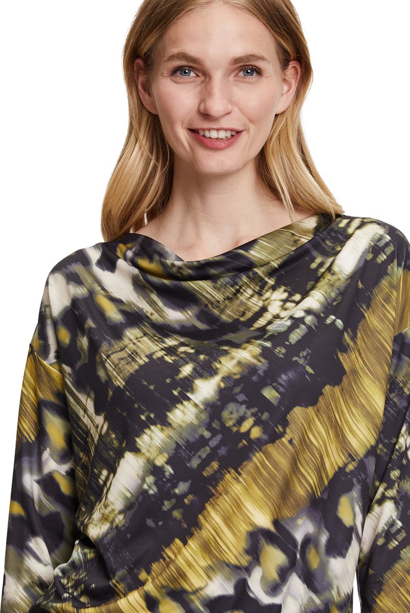 BETTY BARCLAY - Bloes mosterd/zwarte print - Maat 38 - Vrouwen - 9853 Black Khak - polyester