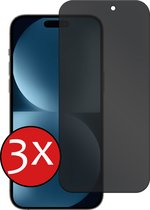 Screenprotector Geschikt voor iPhone 15 Pro Max Screenprotector Privacy Glas Gehard Full Cover - Screenprotector Geschikt voor iPhone 15 Pro Max Screenprotector Privacy Tempered Glass - 3 PACK