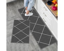 2-Delig Antislip Keukenmat Set, Wasbare Moderne Matten en Tapijten voor Gang, Eetkamer en Ingangsbereik, 40 x 60 cm + 40 x 120 cm