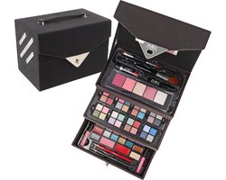 72-delige Make-up koffer - Beauty case - Make-up - Cosmetica - Donker grijs fluweel/velvet - Limited Edition - Zmile Cosmetics