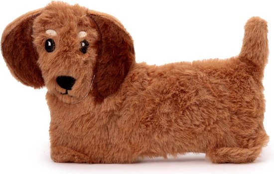 Peluche chauffante mini teckel 20x13 cm marron - peluche chauffante - peluche micro-ondes teckel