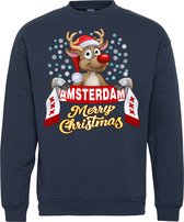 Kersttrui Amsterdam | Foute Kersttrui Dames Heren | Kerstcadeau | Ajax supporter | Navy | maat XXL