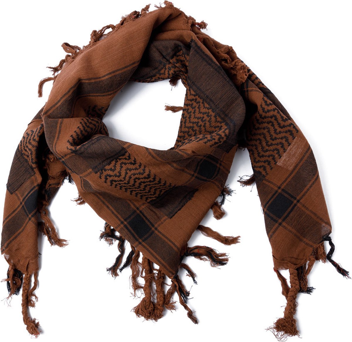 Kufiya - Originele Arafat sjaal - PLO sjaal - Shemagh - Palestijnse sjaal - Bruin Met Zwart - Pali Doek - Hoog Kwaliteit