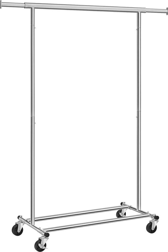 AZURU Kledingrek op Wielen - Metaal - Verstelbaar - (92-132 ) x 160 x 45,4 cm