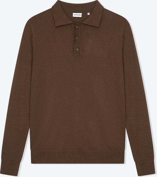 Solution Clothing Ralf - Casual Poloshirt - Regular Fit - Lange Mouwen - Volwassenen - Heren - Mannen - Bruin - L