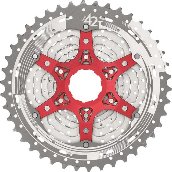 Cassette 11 speed Sunrace CSMX8 11-42T - zilver/rood — afbeelding 5