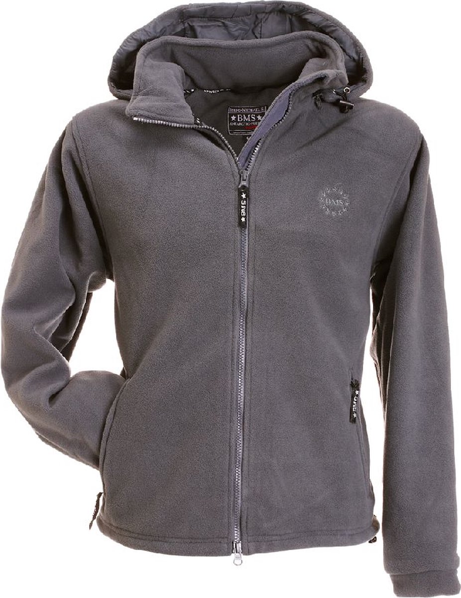 BMS Fleece Windsmoother-jas met capuchon, grijs, maat M