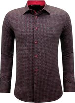 Chemise Imprimée Manches Longues Homme Coupe Slim - 3137 - Rouge