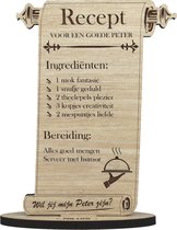 Recept peter - houten wenskaart - kaart van hout om iemand als peetoom te vragen - 12.5 x 17.5 cm