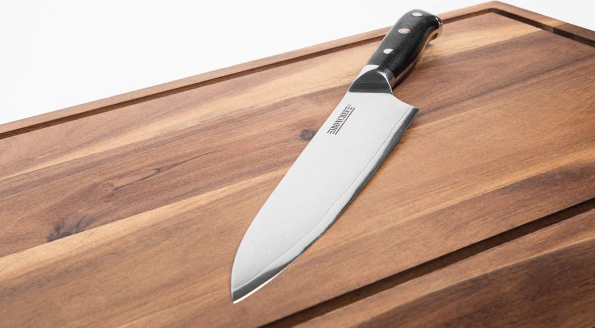 IRONCHEF - Damascus Mes - Koksmes - 20CM - Damast staal - Japans koksmes - Keukenmes - Hars handgreep - Chef mes - Professioneel - Geleverd met cadeauverpakking - VG10 - 8 Inch