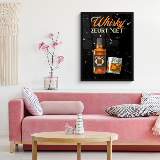 Cadre photo avec affiche - Whisky - Bouteille - Vintage - 60x80 cm - Cadre pour affiche
