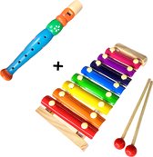Muziekinstrumenten voor kinderen - Xylofoon + Blokfluit – Houten speelgoed instrument - Muziek maken