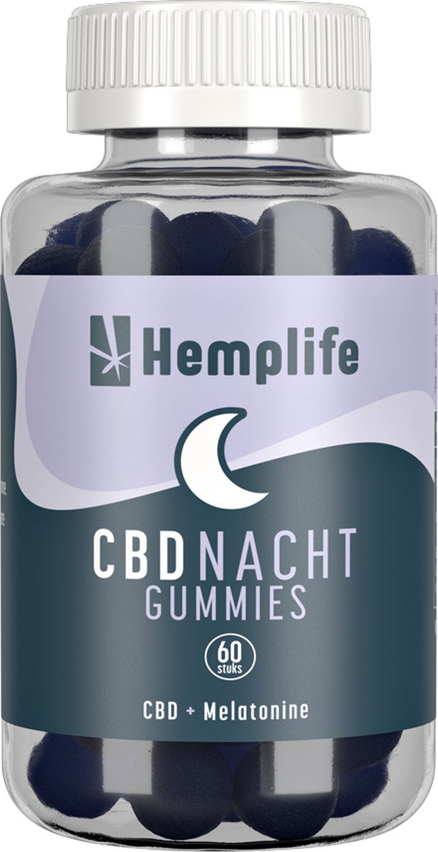 Bol.com CBD Nacht Gummies | 15 mg | (60stuks) | Hemplife | CBD | Melatonin | Slaap Supplementen aanbieding